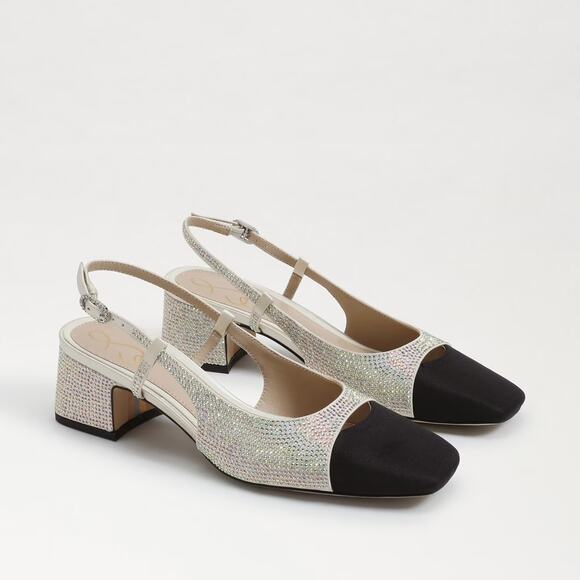 SAM EDELMAN TARRA GLITZ SLINGBACK SHOES - Picture 1 of 8